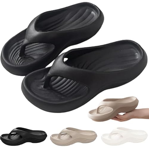 Oveallgo Arch Support Flip Flops for Women Men, Non Slip Soft Comfortable Walking Platform Sandals Beach Shoes (black, Erwachsene, 36, Numerisch (von/bis), EU Schuhgrößensystem, 37, Breit) von Oveallgo
