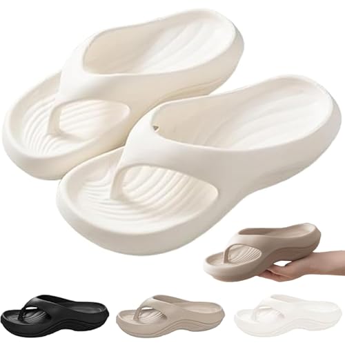 Oveallgo Arch Support Flip Flops for Women Men, Non Slip Soft Comfortable Walking Platform Sandals Beach Shoes (white, Erwachsene, 44, Numerisch (von/bis), EU Schuhgrößensystem, 45, Breit) von Oveallgo