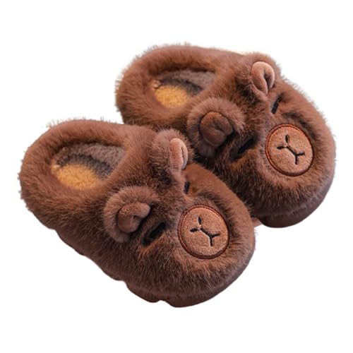 Oveallgo Capybara Hausschuhe, Flauschige Winter Warm Pantoffel Kuschelige Rutschfeste (Dunkelbraune Pantoffeln, Erwachsene, 42, Numerisch (von/bis), EU Schuhgrößensystem, 43, Breit) von Oveallgo