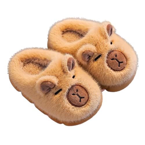 Oveallgo Capybara Hausschuhe, Flauschige Winter Warm Pantoffel Kuschelige Rutschfeste (Hellbraune Pantoffeln, Erwachsene, 44, Numerisch (von/bis), EU Schuhgrößensystem, 45, Breit) von Oveallgo