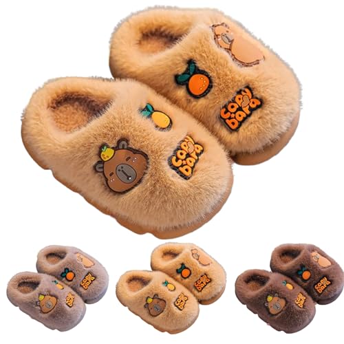 Oveallgo Capybara Hausschuhe, Warme Weich Bequem 3D-ergonomisches Design Schuhe für Kinder Erwachsene (Licht Braun, Erwachsene, 42, Numerisch (von/bis), EU Schuhgrößensystem, 43, Breit) von Oveallgo