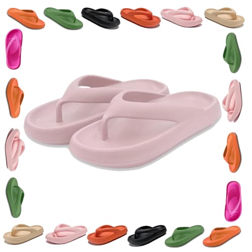 Oveallgo Cloudies Flip Flops, Cozislides Original Flip Flops, Non-slip Thick Cloudies Slides for Women Flip Flops (Rosa, Erwachsene, 38, Numerisch (von/bis), EU Schuhgrößensystem, 39, M) von Oveallgo