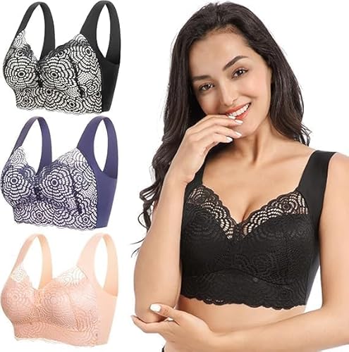 Oveallgo Comfit BHS FüR Grosse BrüSte Bequemer Shaping-BH, Comfit Original-Komfortabler StüTzender Push-Up BH (DE/NL/SE/PL, Körbchengröße & Bandgröße, M, C, 115, Regular, Regular, Schwarz) von Oveallgo