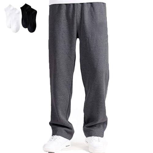 Oveallgo Jogginghose Herren Baggy Breite Jogginghose Lange Relaxed Sporthose mit Taschen Elastischer Bund Mit Kordelzug Hose (DE/NL/SE/PL, Alphanumerisch, XXL, Regular, Regular, Dunkelgrau) von Oveallgo