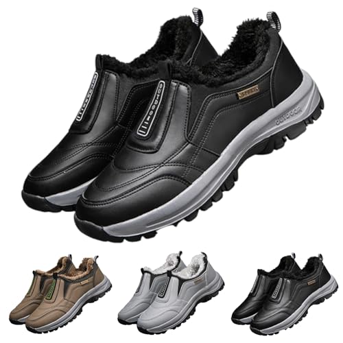 Oveallgo Orthomotion Unisex Ergonomischer Schuh, Winterschuhe aus Fleece-Baumwolle Wander- Und Komfortschuh OrthopäDie Damen Herren (Schwarz, Erwachsene, 41, Numerisch, EU Schuhgrößensystem, Breit) von Oveallgo