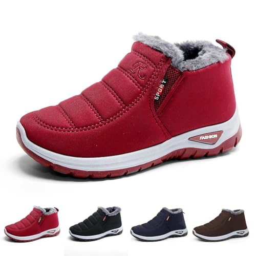 Oveallgo Podofit Winterstiefel, Orthopädischer Winterstiefel Schuhe Slip-On Rutschfest Warme Schneestiefel (red, Erwachsene, 39, Numerisch, EU Schuhgrößensystem, Breit) von Oveallgo