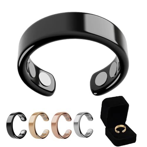 Oveallgo Vital Ring, SöMni Ring Damen Wechseljahre, Verstellbarer Magnettherapiering, Geeignet FüR MäNner Und Frauen, Zur Gewichtsabnahme, Entspannung Und Linderung Von MüDigkeit (Schwarz) von Oveallgo