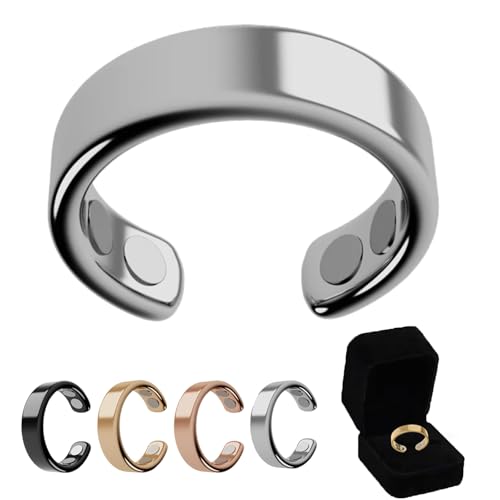 Oveallgo Vital Ring, SöMni Ring Damen Wechseljahre, Verstellbarer Magnettherapiering, Geeignet FüR MäNner Und Frauen, Zur Gewichtsabnahme, Entspannung Und Linderung Von MüDigkeit (Silber) von Oveallgo