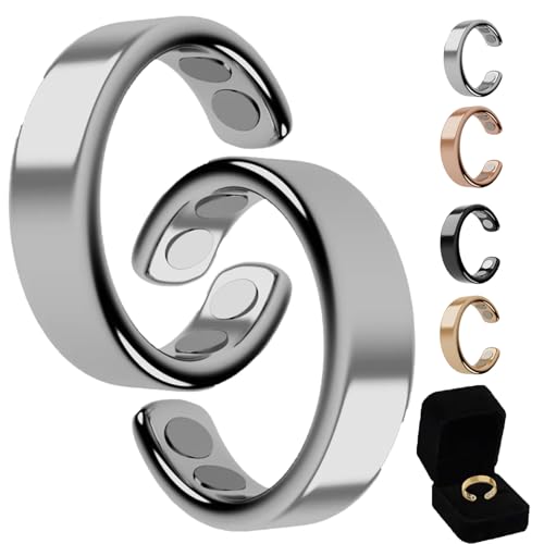 SöMni Ring Damen Wechseljahre, 2.0 SöMni Ring, DrüCken Sie, Um Die GrößE Anzupassen, Gewicht Zu Verlieren, Sich Zu Entspannen, MüDigkeit Zu Lindern Und Die SchlafqualitäT Zu Verbessern (2*Silber) von Oveallgo