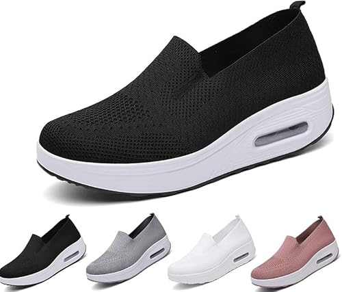 Velavici Schuhe, Cushioned Air Sole Arch Support Slip-On orthopädische Slipper für Damen (Black, Erwachsene, 37, Numerisch, EU Schuhgrößensystem, Breit) von Oveallgo