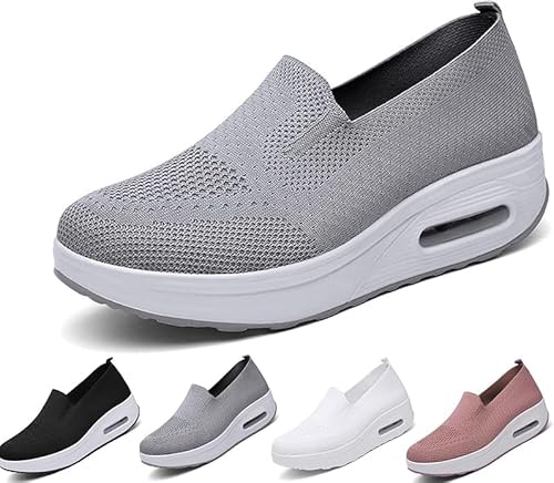 Velavici Schuhe, Cushioned Air Sole Arch Support Slip-On orthopädische Slipper für Damen (Gray, Erwachsene, 38, Numerisch, EU Schuhgrößensystem, Breit) von Oveallgo