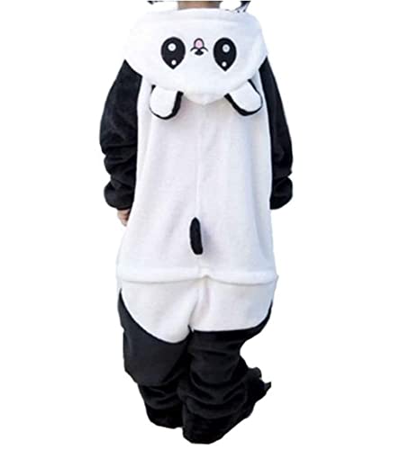 Pyjama Jumpsuit Erwachsene Onesies Tier kostüm Kigurumi Karneval Halloween Schlafanzug Party Show Weihnachten Cosplay Unterwäsche für Unisex Damen Herren (M, Panda 2 mit Handschuhen) von Ovender