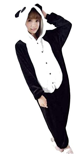 Pyjama Jumpsuit Erwachsene Onesies Tier kostüm Kigurumi Karneval Halloween Schlafanzug Party Show Weihnachten Cosplay Unterwäsche für Unisex Damen Herren (M, Panda Zombie Schwarz) von Ovender