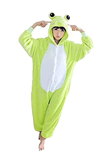 Pyjama Jumpsuit Erwachsene Onesies Tier kostüm Kigurumi Karneval Halloween Schlafanzug Party Show Weihnachten Cosplay Unterwäsche für Unisex Damen Herren (S, Frosch) von Ovender