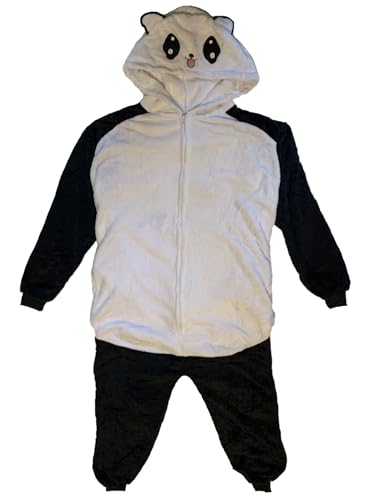 Ovender Kostüm Kigurumi Erwachsene Tierkostüme Karneval Halloween Party Weihnachten Schlafanzug Unterhaltung Unisex Damen Herren Cosplay Show Unterwäsche Winter (L, Panda Smiley Schwarz) von Ovender