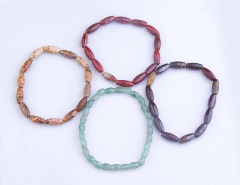 Perlenstein Armband, Dehnbar, Ovale Perlen, Halbedelstein, Bild & Roter Jaspis, Bronzit Aventurin, Vierer-Set, Br01 Perlenstein Armband, Dehnbar, Ovale Perlen, Halbedelstein, Bild & Roter Jaspis, Bronzit Aventurin, Vierer-Set, Br01 von OverBeads