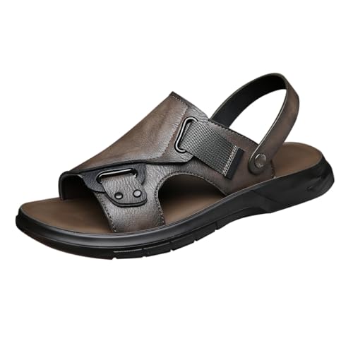 Herren Sandalen Casual Schuhe Weiche Sohle Outdoor Strandschuhe Rindsleder Unterseite Rutschfeste Oberbekleidung Leder Hausschuhe größe Brown gr.41 von OverDose Boutique
