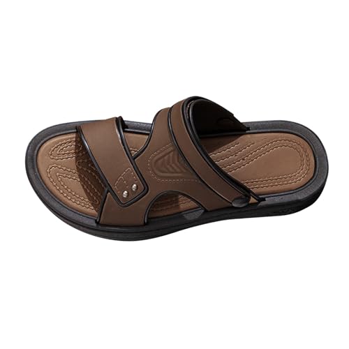 Herrensandalen Rutschfest Weiche Unterseite Hausschuhe Oberbekleidung Strand Coole Wasserdicht Sohle VerschleißFeste Leder Strandsandalen Herren größe Brown gr.42 von OverDose Boutique