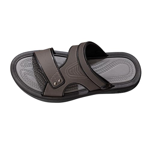 Herrensandalen Rutschfest Weiche Unterseite Hausschuhe Oberbekleidung Strand Coole Wasserdicht Sohle VerschleißFeste Leder Strandsandalen Herren größe Grey gr.42 von OverDose Boutique