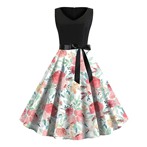 OverDose Boutique Damen-Cocktailkleider, ärmellos, Vintage-Cocktailkleider, Vintage-Abendkleider, Hochzeits- und Ballkleider Kleid Festlich Weihnachten Damen (Pink, 34) von OverDose Boutique