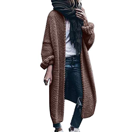 Overdose Strickjacke Damen Casual Lang Strickcardigan Open Front Gestrickt Einfarbig Sweater Cardigan Strickmantel Sweatjacke Übergangsjacke Outdoorjacken Frühling Herbst Winter Outwear Große Größen von OverDose Boutique