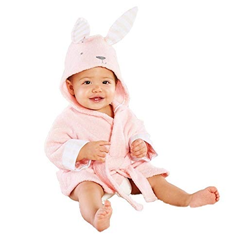 OverDose Damen Baby Jungen Mädchen Kinder Bademantel Cartoon Tiere Nette Weiche Licht Saugfähige Kapuze Handtuch Pyjamas Kleid（Rosa， 2-3 Jahre） von OverDose Damen