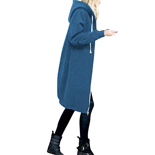 OverDose Damen Herbst Winter Outing Stil Frauen Warm Reißverschluss Öffnen Clubbing Dating Elegante Hoodies Sweatshirt Langen Mantel Jacke Tops Outwear Hoodie Outwear（Blau，EU-40/CN-L） von OverDose Damen
