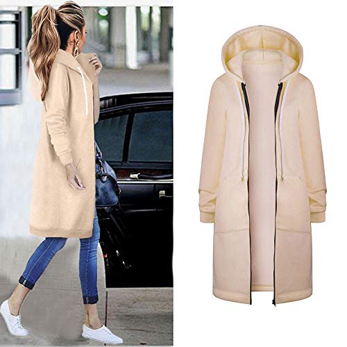 OverDose Damen Herbst Winter Outing Stil Frauen Warm Reißverschluss Öffnen Clubbing Dating Elegante Hoodies Sweatshirt Langen Mantel Jacke Tops Outwear Hoodie Outwear Kapuzenpullover von OverDose Damen