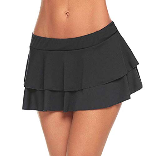 OverDose Damen Mini Rock Schoolgirl Rock Damen Kurze Röcke Dessous Solide Plissee Nachtwäsche Plissee Hosenträger Rock Club Low-Taille Cosplay Nachtwäsche von OverDose Damen