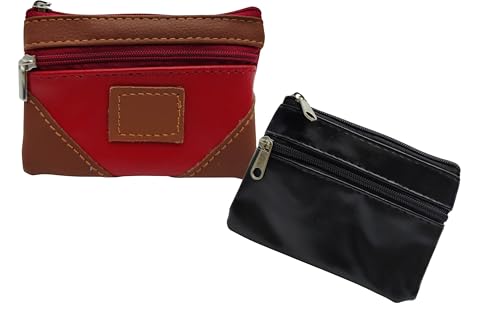 2 x Geldbörse für Herren, eine in Farbe und eine in Schwarz. Mit Schlüsselring innen auf beiden Geldbörsen, Karten, Münzen, Schlüssel usw., rot, M, Modisch von Overcast