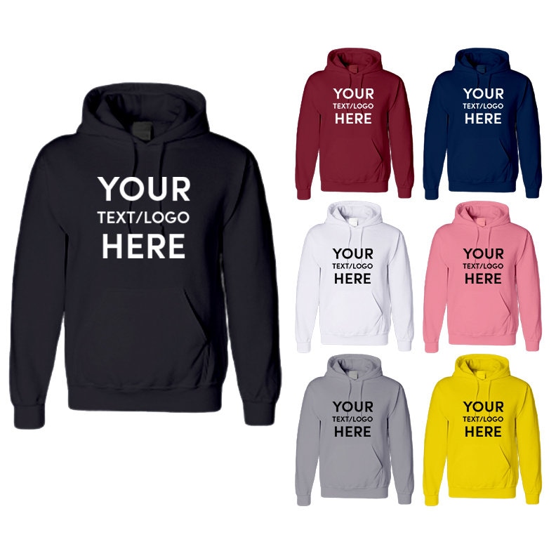 Individuell Bedruckter Unisex Hoodie Personalisierter Text & Logo von OvercookedLondon