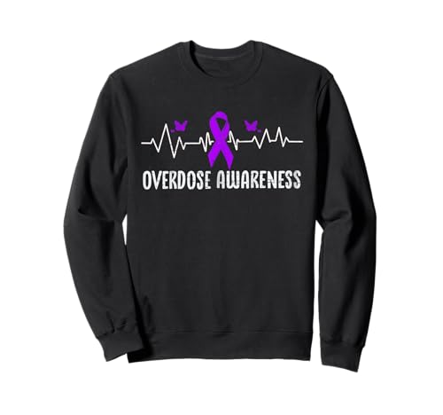 Overdose Bewusstsein Herzschlag Lila Band Unterstützung Männer Frauen Sweatshirt Overdose Bewusstsein Herzschlag Lila Band Unterstützung Männer Frauen Sweatshirt von Overdose Awareness Tee for Men Women Kids