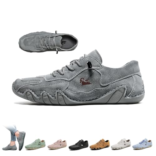 Damen Ultra-leichte Weiche Wanderschuhe Italienische Handgemachte Sneaker Atmungsaktive rutschfeste Beck Schuhe Komfort Casual Barfußschuhe for Outdoor Und Urban Leben(Grau,41 EU) von Overhil1s