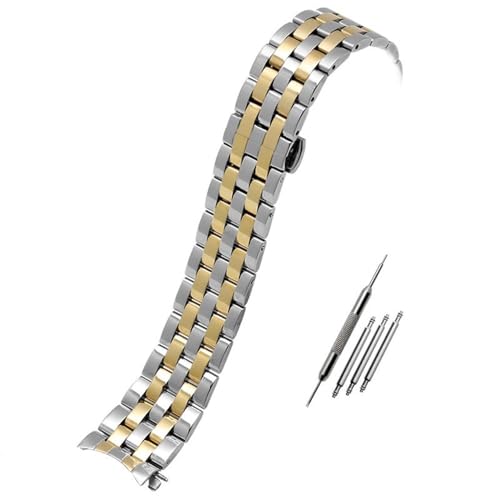 Overhil1s 14MM 16MM 18MM 20MM 22MM Edelstahlarmband for Männer und Frauen gebogenes Ersatzarmband (Color : 5silver-gold, Size : 20mm) von Overhil1s