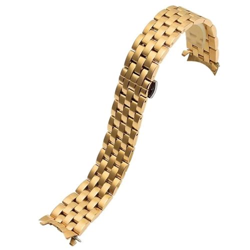 Overhil1s 14MM 16MM 18MM 20MM 22MM Edelstahlarmband for Männer und Frauen gebogenes Ersatzarmband (Color : Gold, Size : 20mm) von Overhil1s