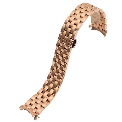 Overhil1s 14MM 16MM 18MM 20MM 22MM Edelstahlarmband for Männer und Frauen gebogenes Ersatzarmband (Color : Rose gold, Size : 22mm) von Overhil1s