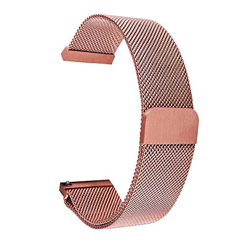 Overhil1s Edelstahl-Magnetnetzarmband, universell, 16 mm, 18 mm, 20 mm, 22 mm, 24 mm, Uhrenarmband, Schnellverschluss-Uhrenarmbänder (Color : Rose gold, Size : 16mm) von Overhil1s