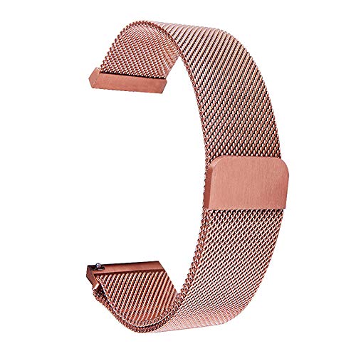 Overhil1s Edelstahl-Magnetnetzarmband, universell, 16 mm, 18 mm, 20 mm, 22 mm, 24 mm, Uhrenarmband, Schnellverschluss-Uhrenarmbänder (Color : Rose gold, Size : 22mm) von Overhil1s