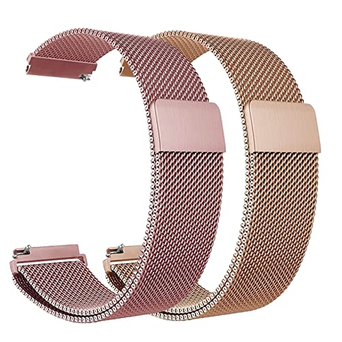 Overhil1s Edelstahl Mesh Uhrenarmband, 18mm 20mm 22mm 24mm Metall Mesh Uhrenarmbänder, Magnetverschluss Schnellverschluss Uhren Ersatzband for Herren Damen (Color : Pink and rose gold, Size : 18mm) von Overhil1s