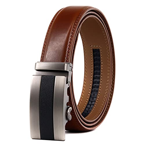 Overhil1s Herren Gürtel, Herren Ledergürtel Automatische Schnalle Braun Mode Hosenrippe 3,5 cm Breite Rathet Gürtel Business Designer Gürtel (Belt Length : 125, Color : Brown) von Overhil1s