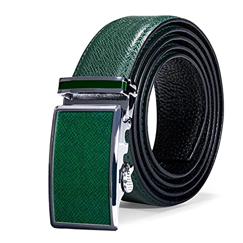 Overhil1s Herren Gürtel, Herren-Ledergürtel for Männer Metall Automatische Schnalle grüne Hosenriemen Männer (Color : Green, Size : Length 125cm) von Overhil1s