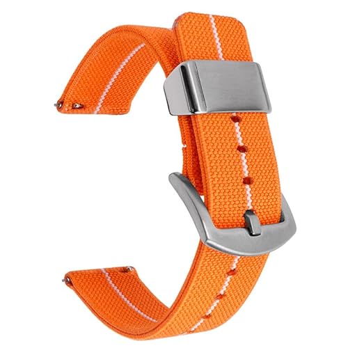 Overhil1s Uhrenarmband, Nylonband Bequemes Stoffarmband Armband 18mm 20mm 22mm 24mm Sport Nylon Long Band Armband (Color : Orange white, Size : 20mm) von Overhil1s