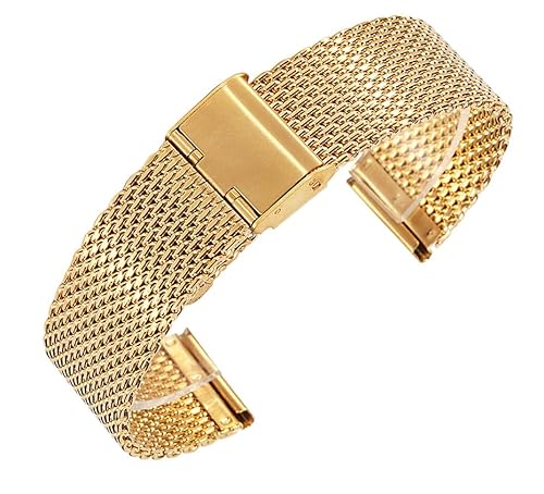 Overhil1s Uhrenarmband Edelstahlarmband 1.0 Draht Milanese Mesh Armband 18mm 20mm 22mm 24mm Band Armband Smart Watch(Gold,18mm) von Overhil1s