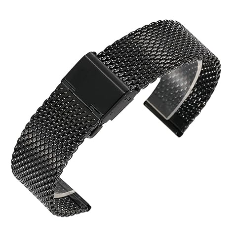 Overhil1s Uhrenarmband Edelstahlarmband 1.0 Draht Milanese Mesh Armband 18mm 20mm 22mm 24mm Band Armband Smart Watch(Schwarz,22mm) von Overhil1s