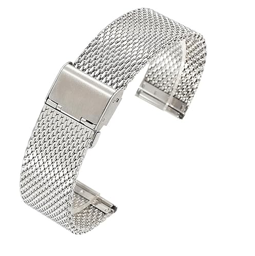 Overhil1s Uhrenarmband Edelstahlarmband 1.0 Draht Milanese Mesh Armband 18mm 20mm 22mm 24mm Band Armband Smart Watch(Silver,20mm) von Overhil1s