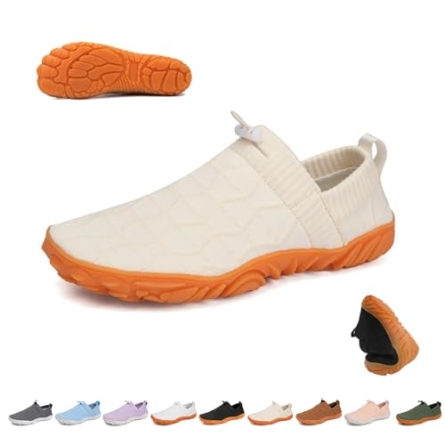 VeloStep Schuh for Damen Herren, Velostep Barfußschuhe Reduziert Knieschmerzen und Schwellungen – Sanft und Effektiv, Komfort Breite Zehenbox Null Drop Sohle Minimalistische Zehenschuhe(Beige,41 EU) von Overhil1s