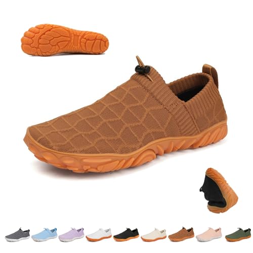 VeloStep Schuh for Damen Herren, Velostep Barfußschuhe Reduziert Knieschmerzen und Schwellungen – Sanft und Effektiv, Komfort Breite Zehenbox Null Drop Sohle Minimalistische Zehenschuhe(Brown,38 EU) von Overhil1s