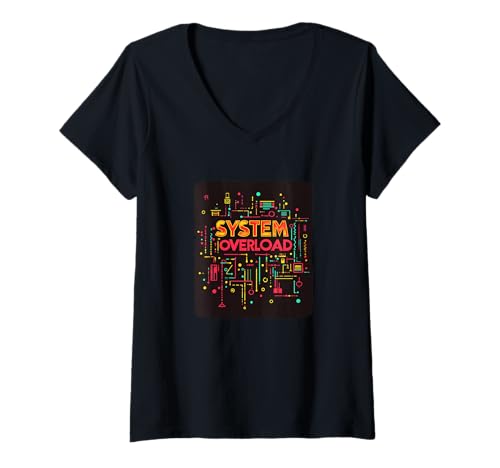 Damen Awesome Overload System Statement Kostüm T-Shirt mit V-Ausschnitt Damen Awesome Overload System Statement Kostüm T-Shirt mit V-Ausschnitt von Overload Outfit
