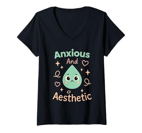 Damen Sensory Overload Pastell Neurodivergent Angst Ästhetisches T-Shirt T-Shirt mit V-Ausschnitt Damen Sensory Overload Pastell Neurodivergent Angst Ästhetisches T-Shirt T-Shirt mit V-Ausschnitt von Overstim Club Softcore Therapy Meme Introvert
