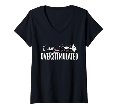 Damen Überreizt Opossum Lustig Niedlicher Tier Spruch T-Shirt mit V-Ausschnitt Damen Überreizt Opossum Lustig Niedlicher Tier Spruch T-Shirt mit V-Ausschnitt von Overstimulated Possum And Animal Humor